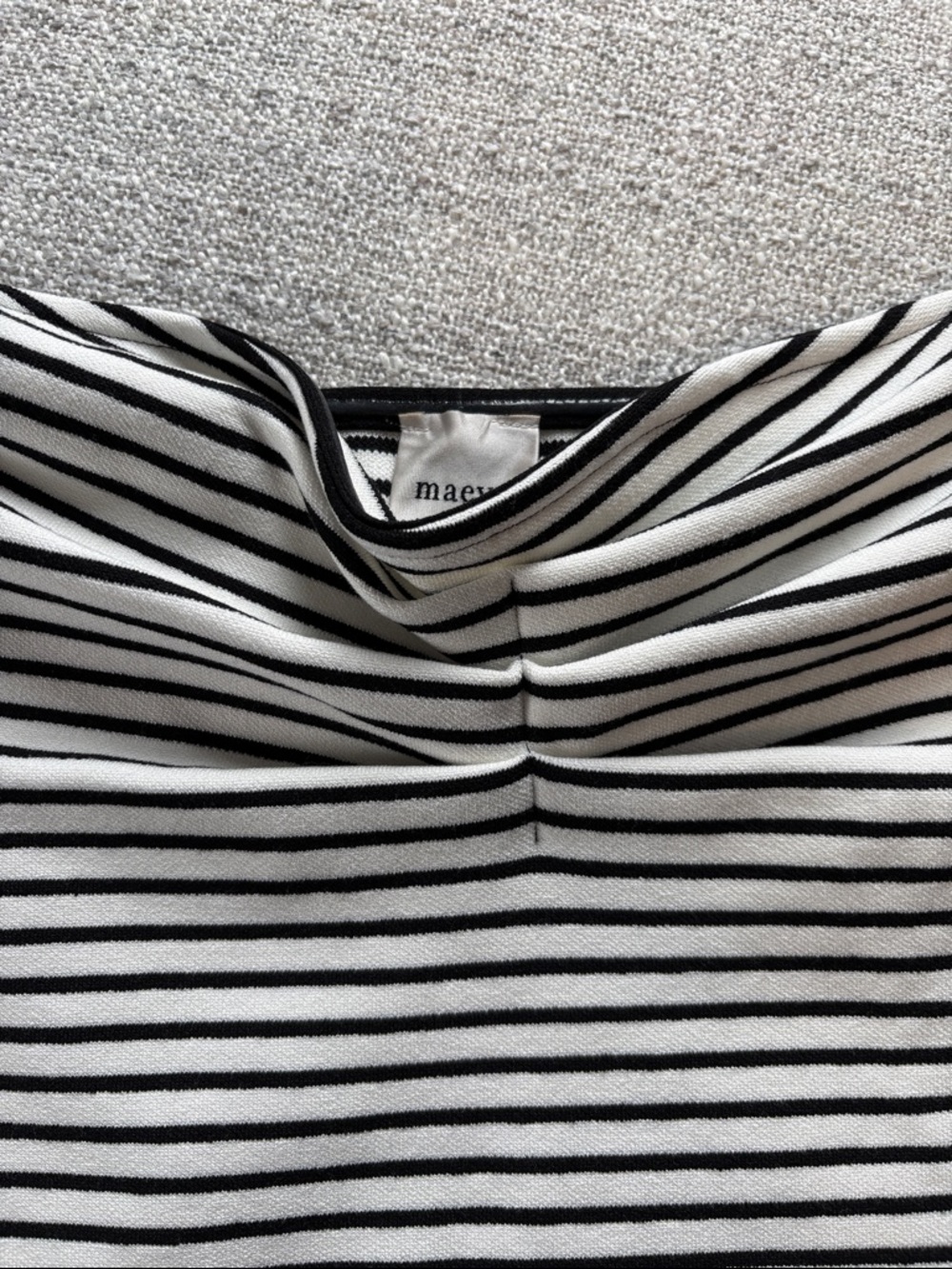 Maeve Anthropologie Black White Striped Strapless Tube Top Ruched Bust Large NEW - Picture 2 of 4